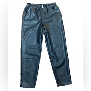 Jordache Girls Vegan Leather Pants Black Straight Leg Elastic Waist Sz 14 NWT
